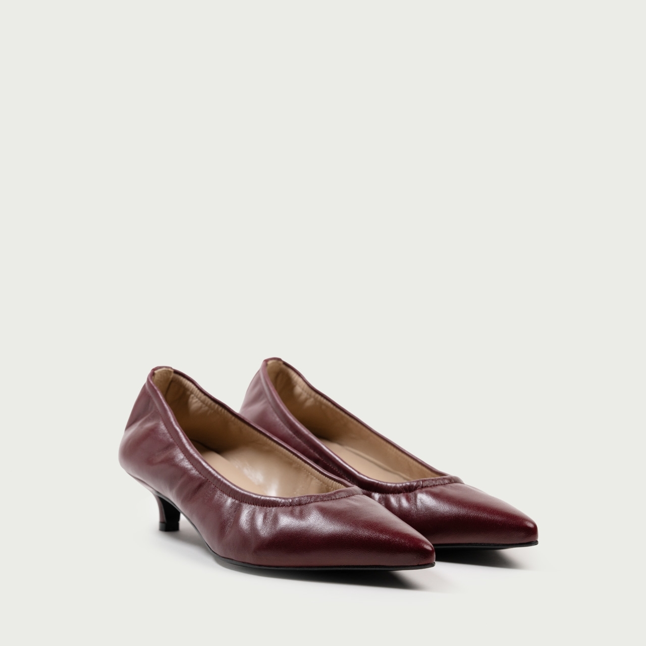 Pantofi cu toc mic burgundy Camille din piele naturalǎ - Img 3