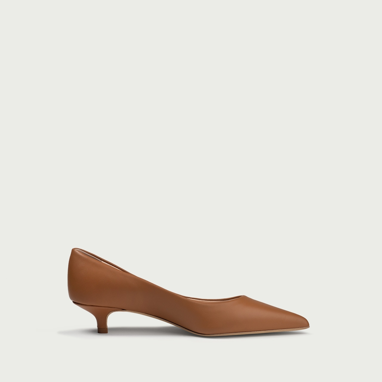 Pantofi cu toc mic camel Lorraine din piele naturalǎ - Img 7