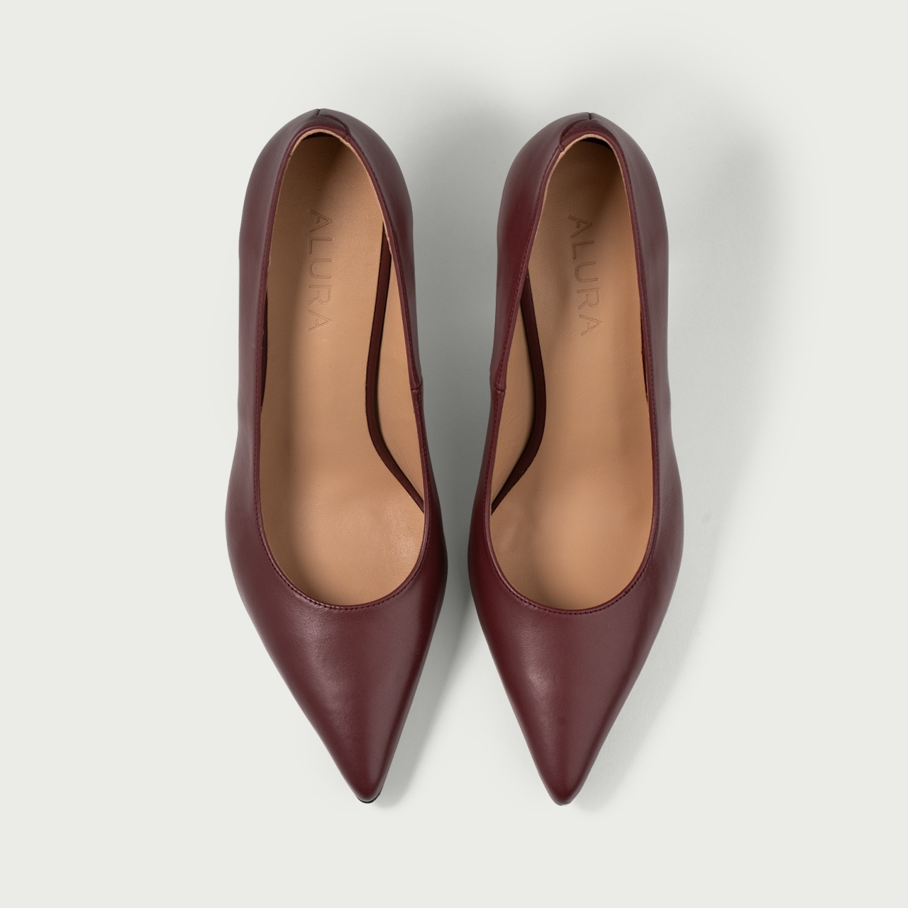 Pantofi cu toc subțire burgundy Hariette din piele naturală - Img 3