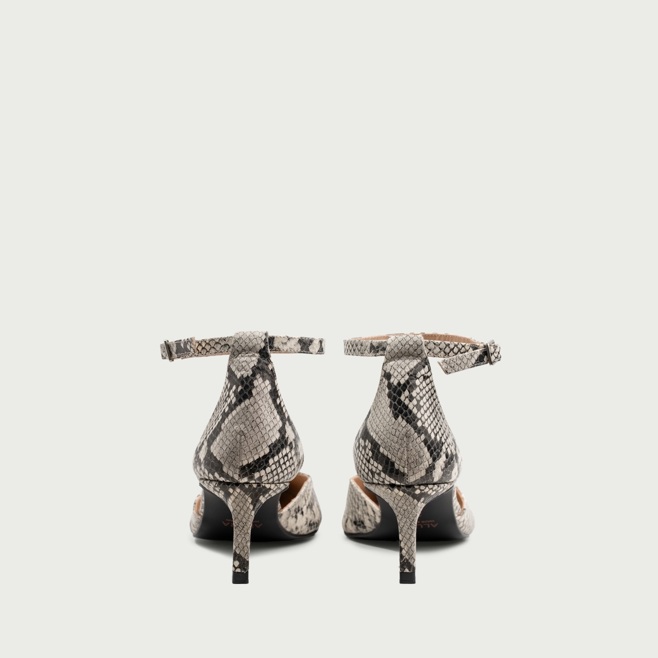 Pantofi cu toc subțire și baretǎ pe picior Ina din piele naturală snake print - Img 2