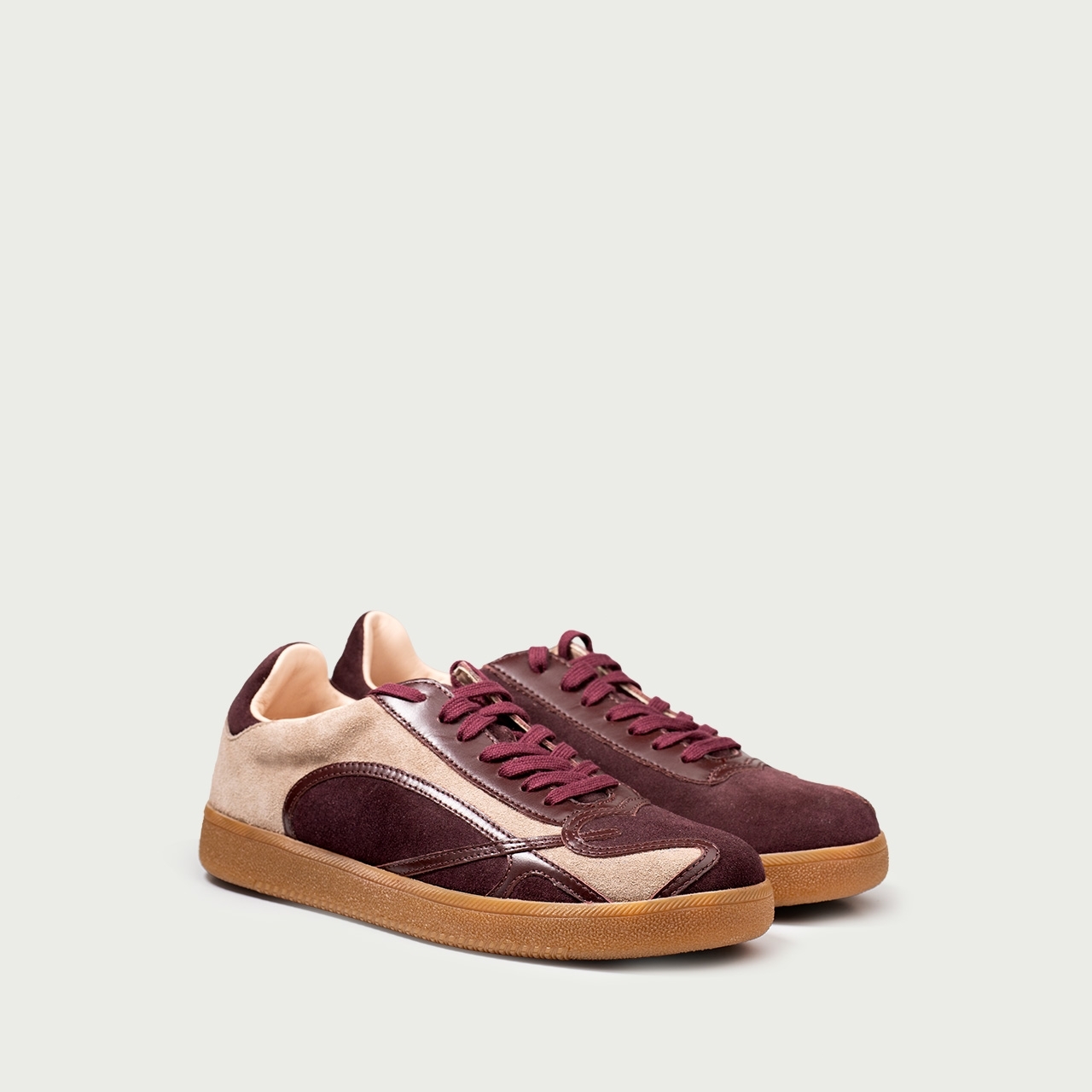 Pantofi sport bordo Alma 002 din piele întoarsă naturală - Img 2