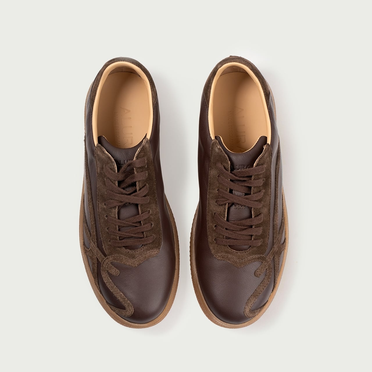 Pantofi sport ciocolatii Alma 002 din piele întoarsă naturală - Img 5