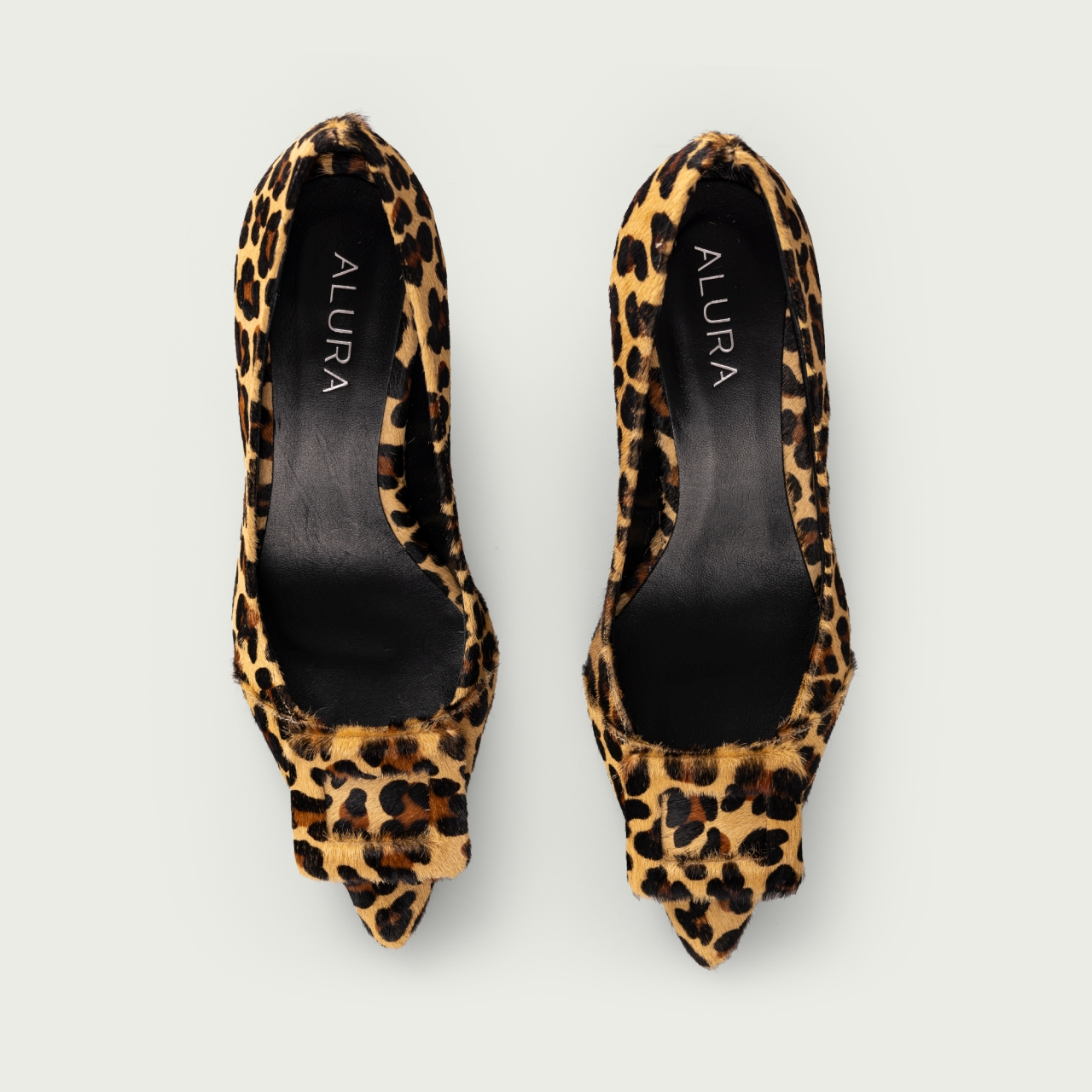 Pantofi stiletto animal print cu accesoriu geometric Alana din piele naturală - Img 6