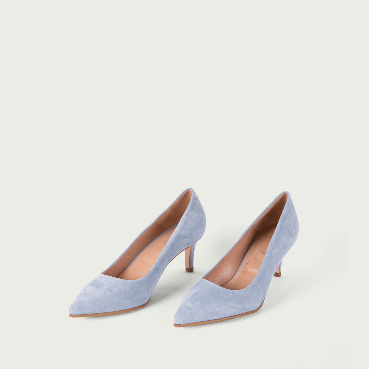 Pantofi stiletto baby blue cu toc subțire Julienne din piele întoarsă naturală - Img 2