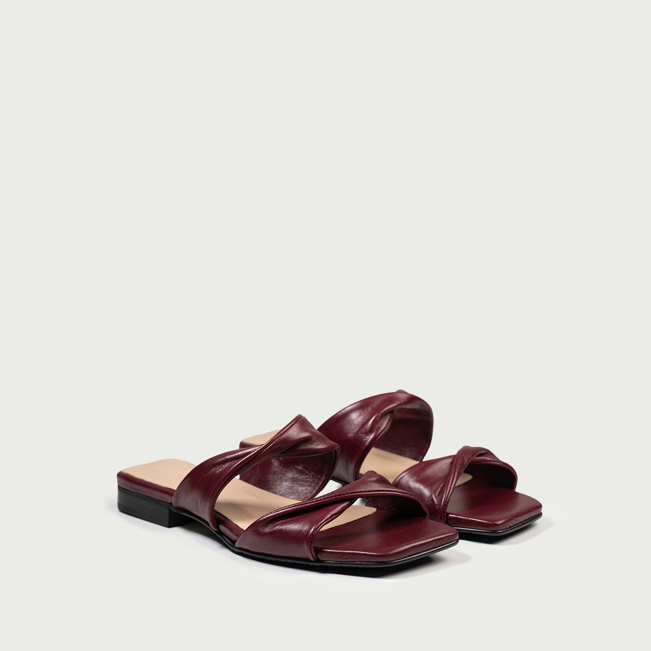 Papuci cu talpǎ joasǎ burgundy Amna din piele naturală - Img 2