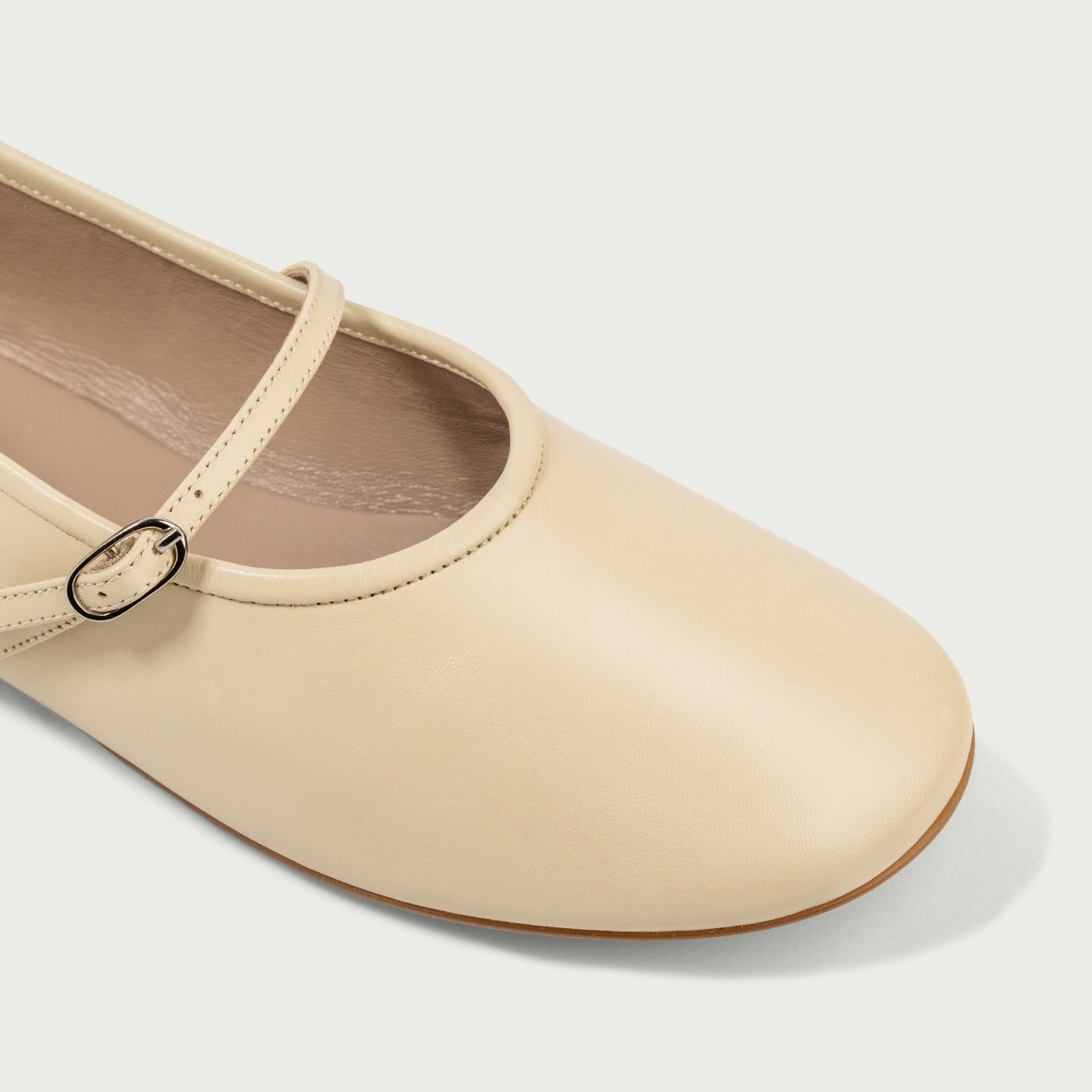 Balerini cu vârf rotund galben deschis Noa din piele naturală - Img 5