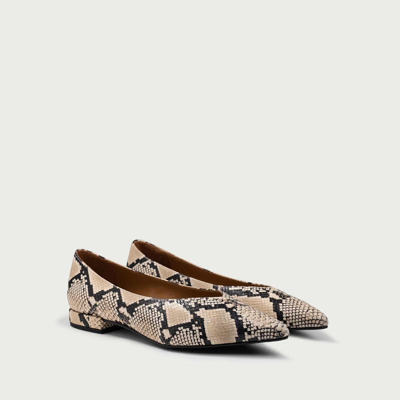 Balerini cu vârful ascuțit Lisa din piele naturală snake print - Img 2