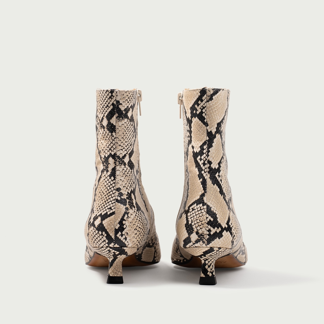 Botine cu toc mic Daria din piele naturalǎ snake print - Img 6