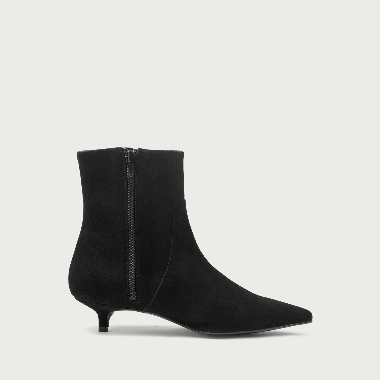 Botine cu toc mic negre Daria din piele întoarsă naturalǎ - Img 6