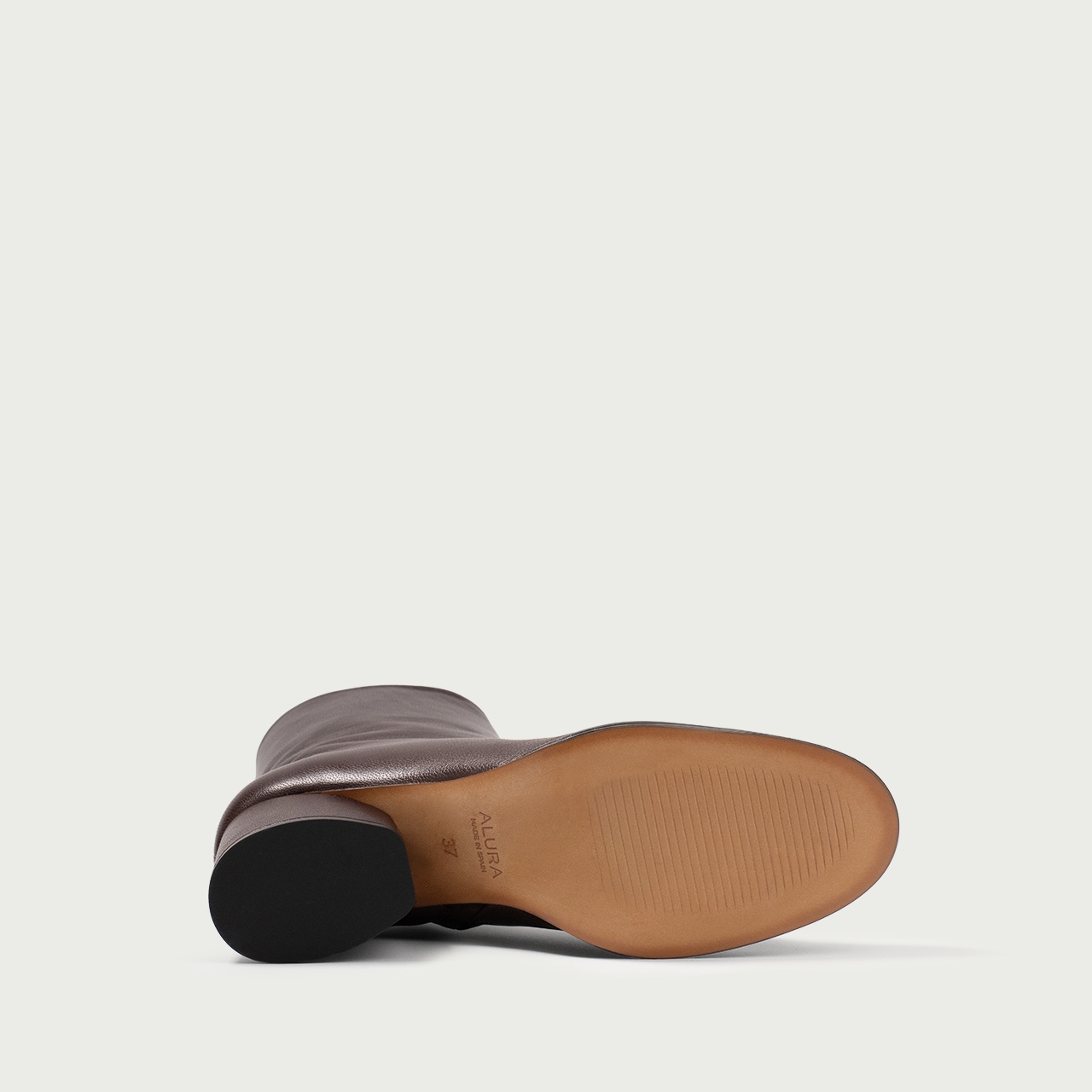 Botine maro cu vârf rotund și toc gros Celine din piele naturală de capră - Img 7