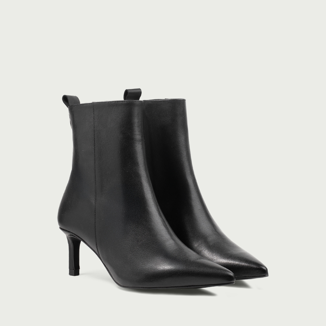 Botine negre cu toc subțire Alicia din piele naturală - Img 2