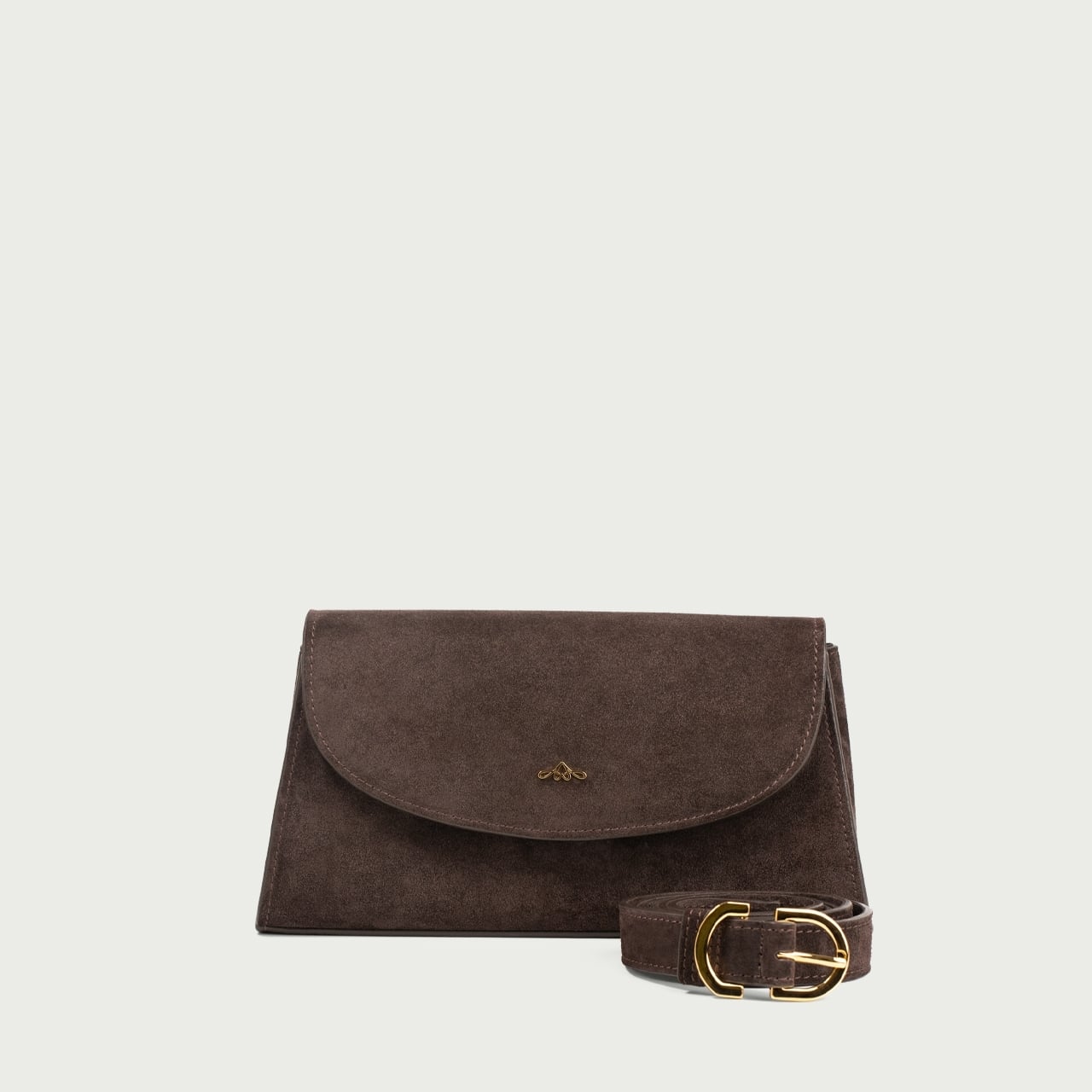 Geantă maro ciocolatiu Siena petite din piele întoarsă naturală - Img 5