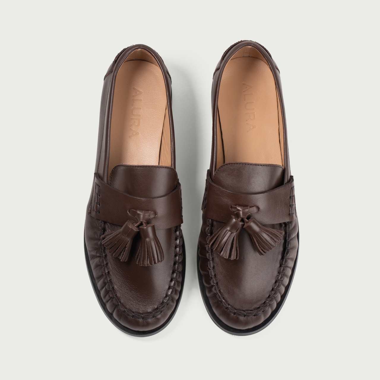 Mocasini maro ciocolatiu Uma din piele naturală - Img 3