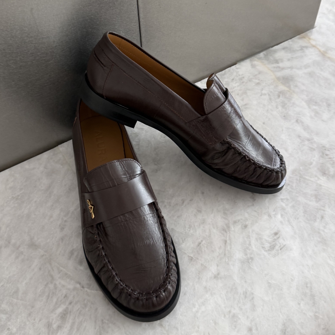 Mocasini maro Franca din piele naturală embosată - Img 8