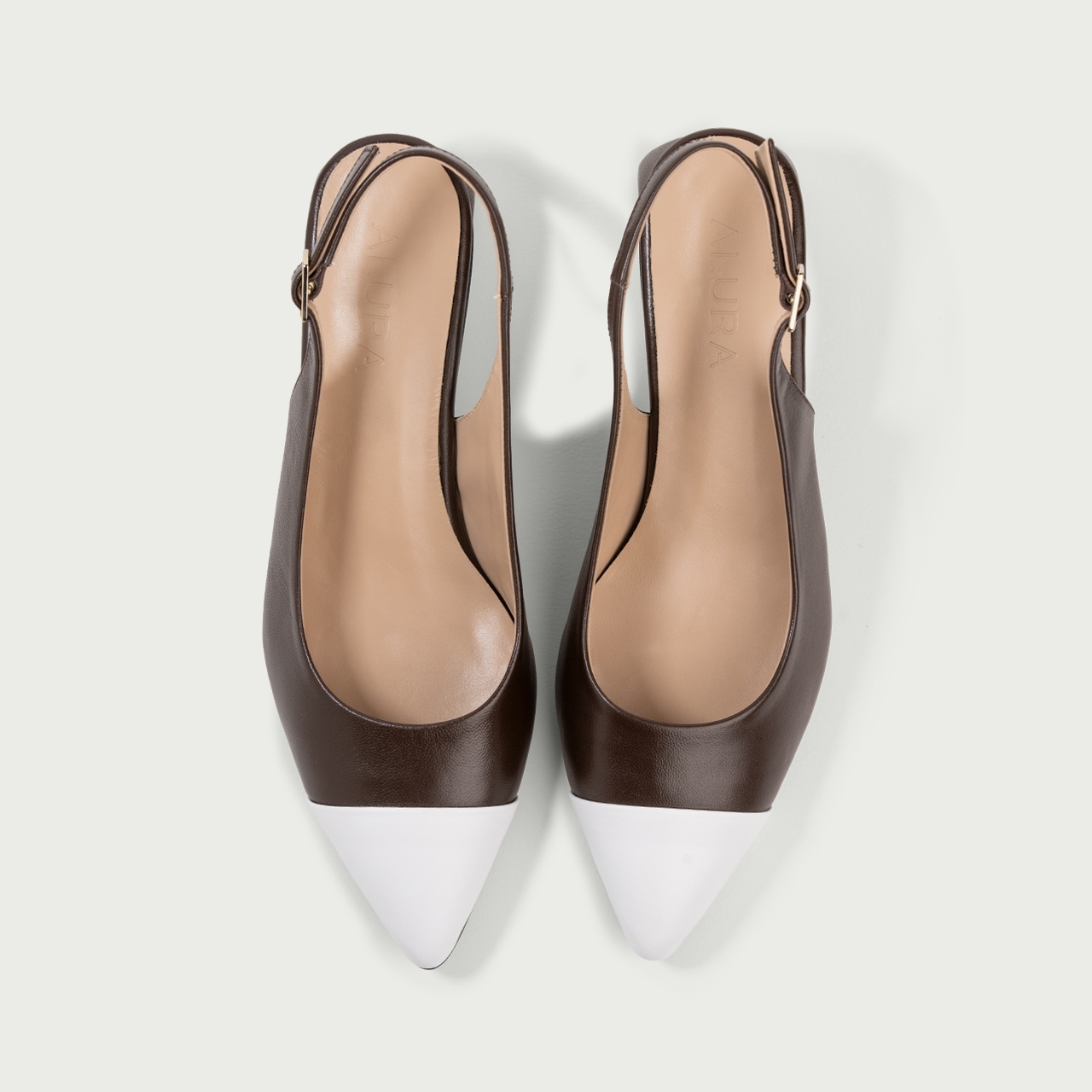 Pantofi cu toc gros decupați maro ciocolatiu Sonia din piele naturală - Img 4