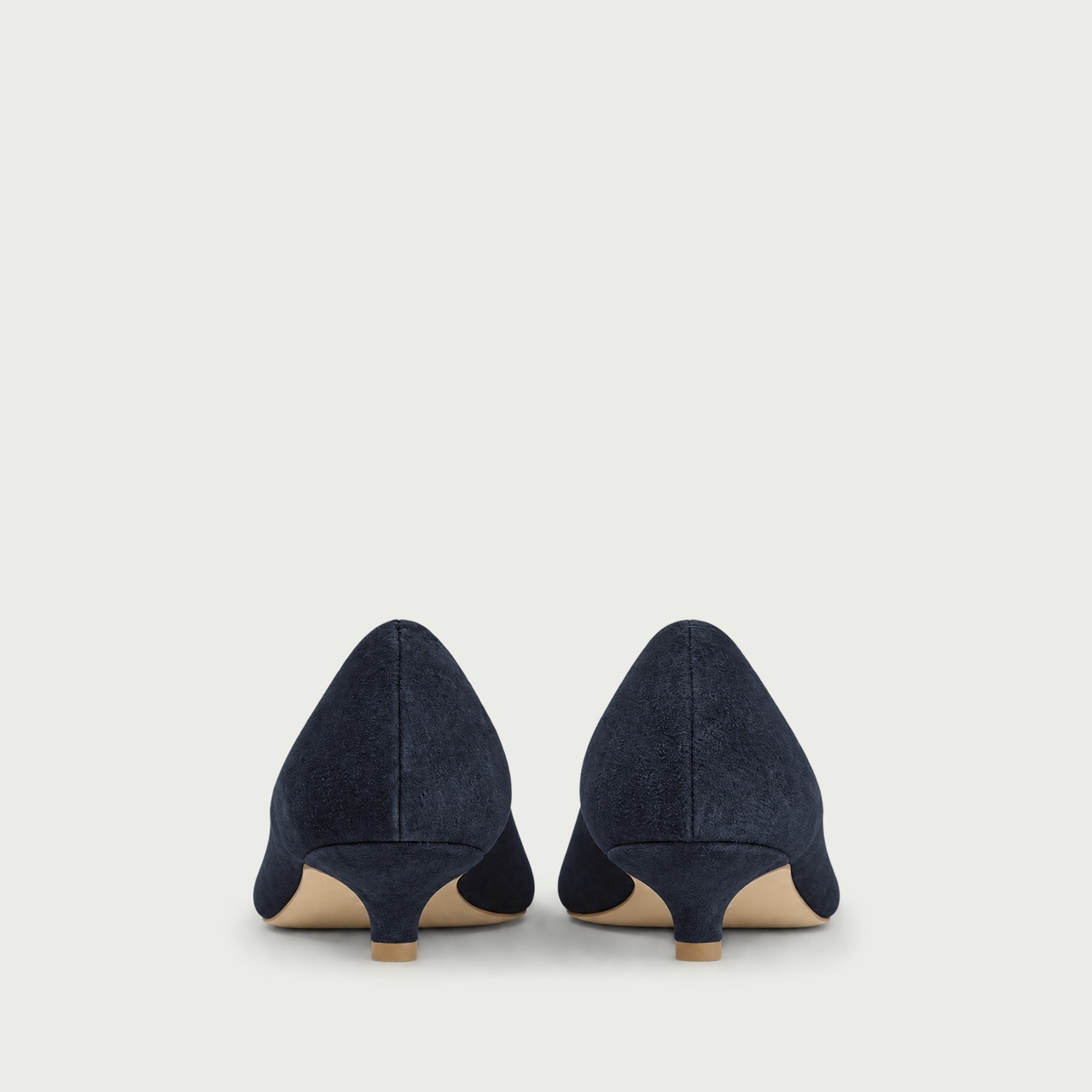 Pantofi cu toc mic blue navy Lorraine din piele întoarsă naturalǎ - Img 5