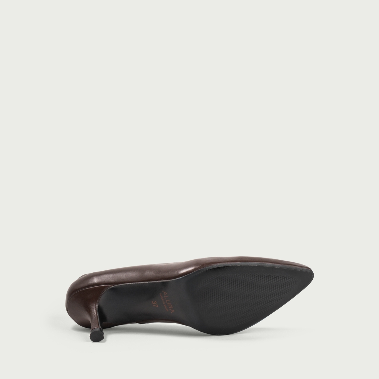 Pantofi cu toc subțire maro ciocolatiu Alecsandra din piele naturală - Img 7