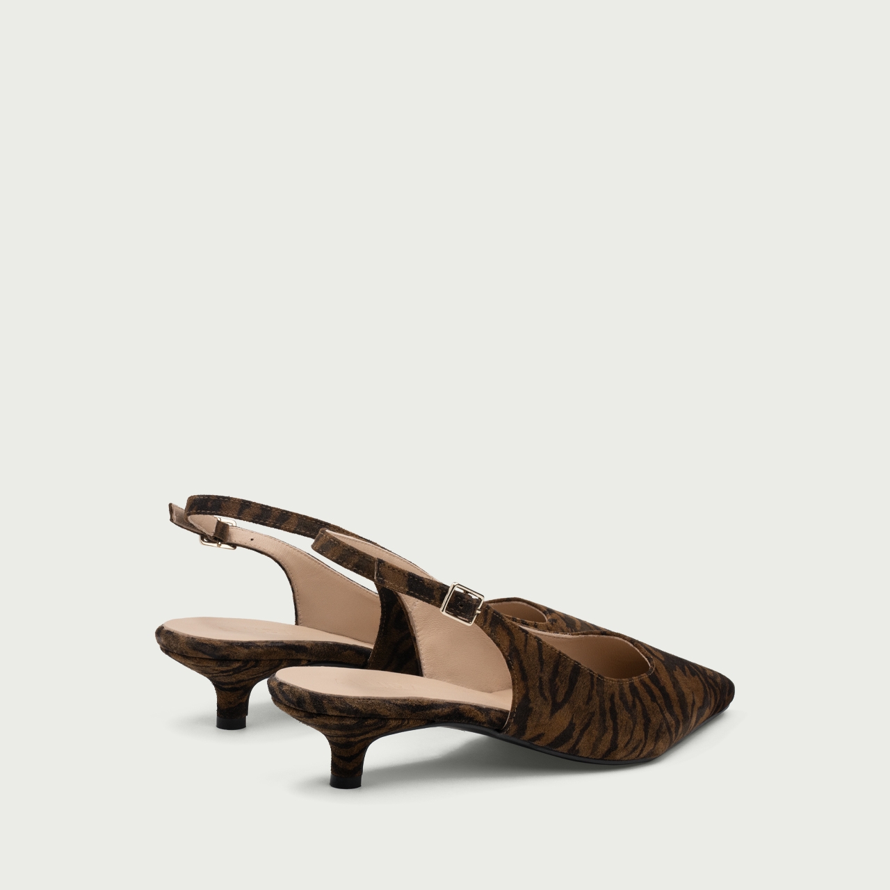 Pantofi damă animal print cu toc mic Aria din piele întoarsǎ naturalǎ - Img 5