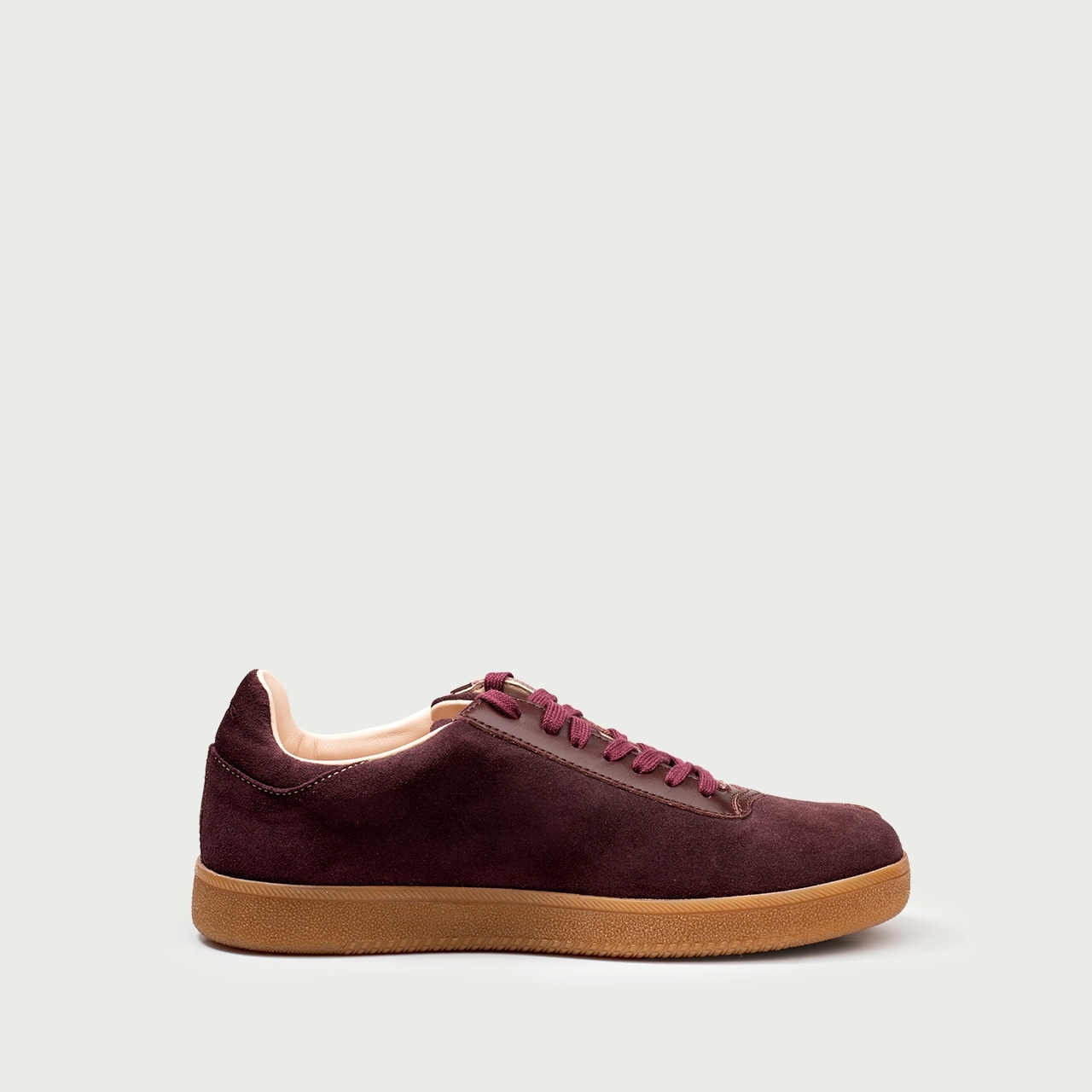 Pantofi sport bordo Alma 002 din piele întoarsă naturală - Img 3