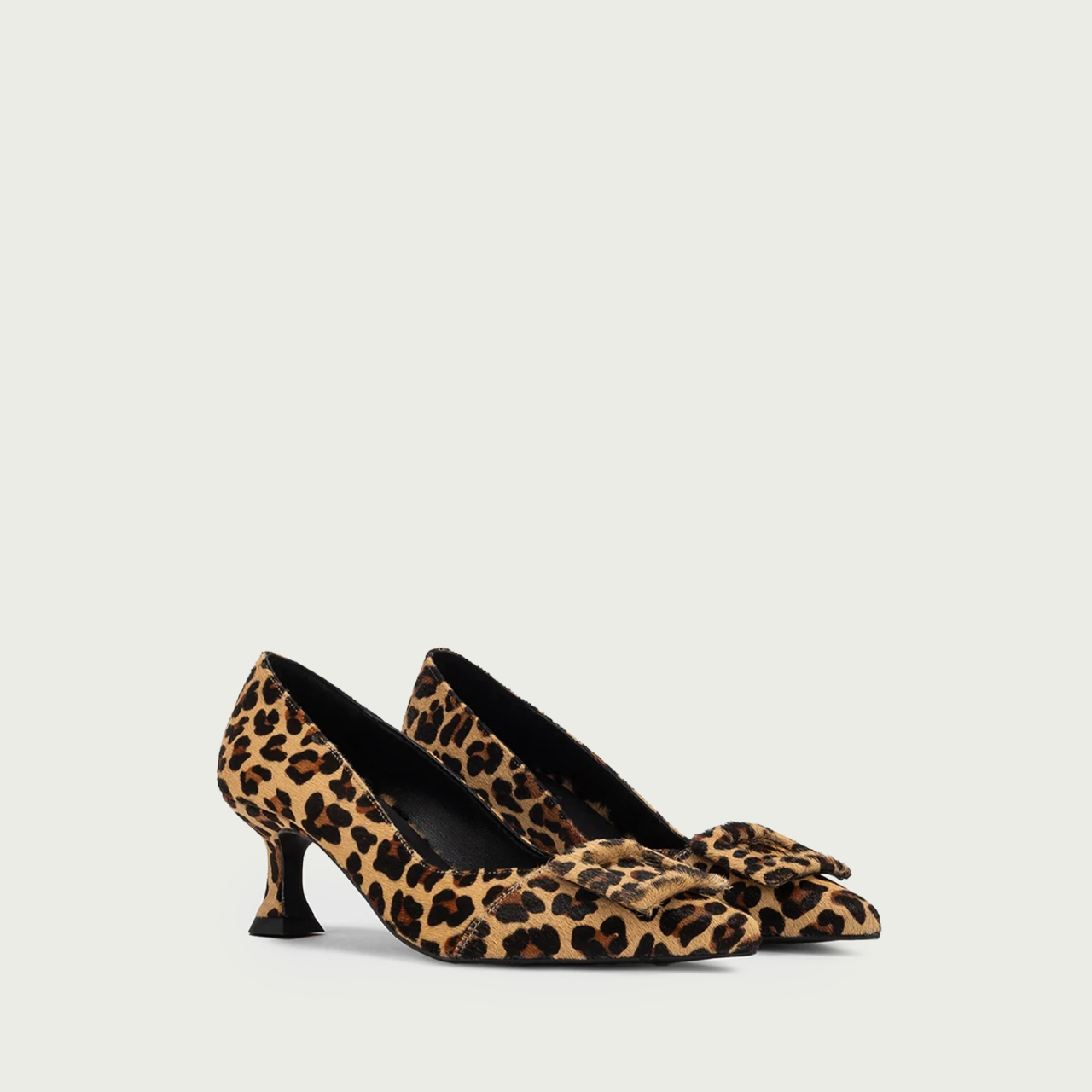 Pantofi stiletto animal print cu accesoriu geometric Alana din piele naturală - Img 2