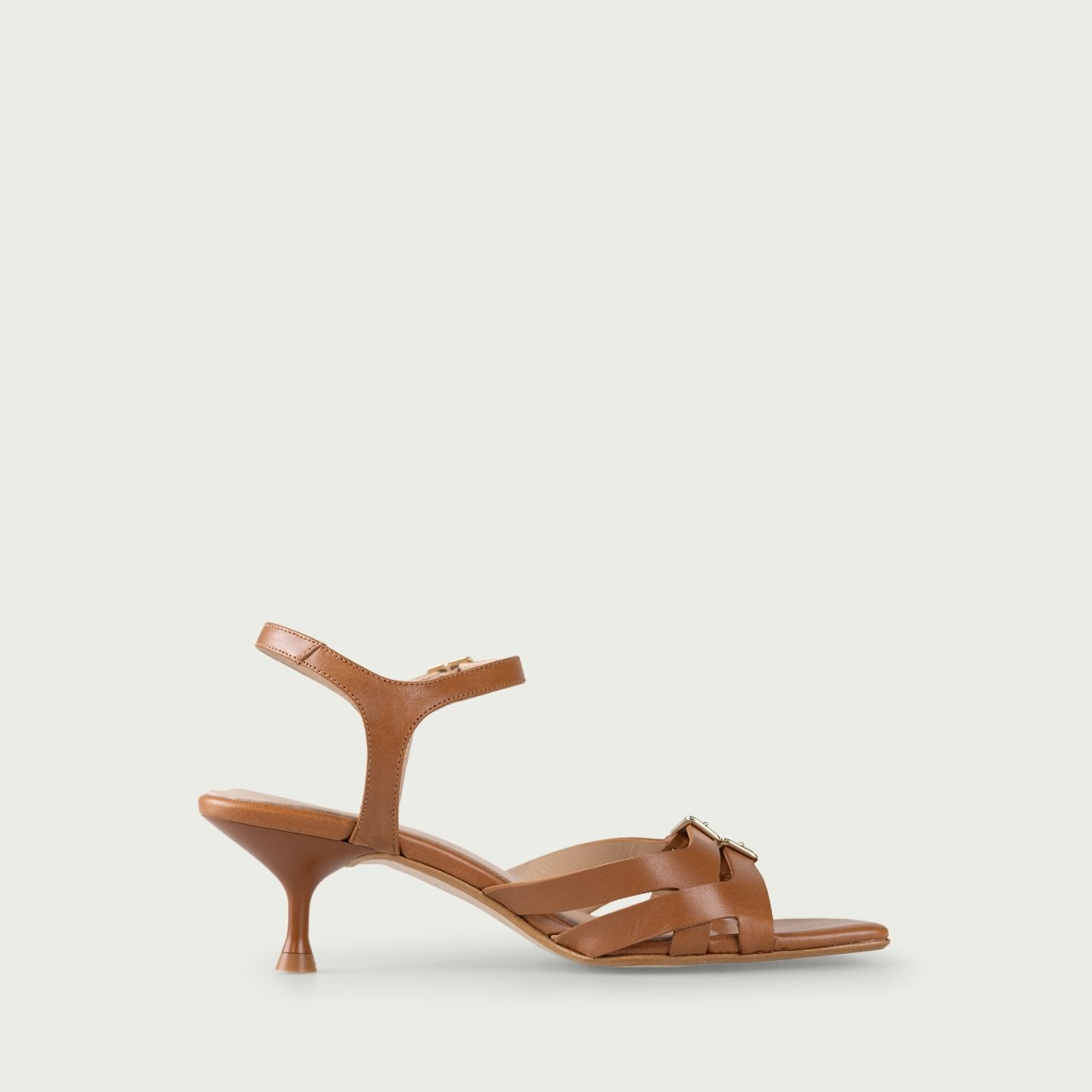 Sandale cu toc subțire camel Veronica din piele naturalǎ - Img 2