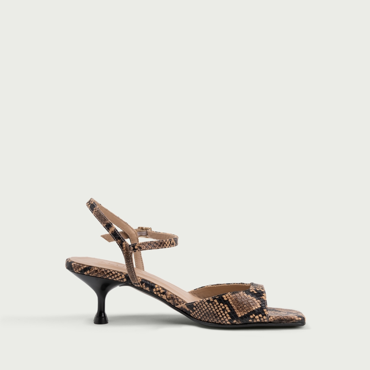 Sandale cu toc subțire snake print Bellinda din piele naturalǎ - Img 6