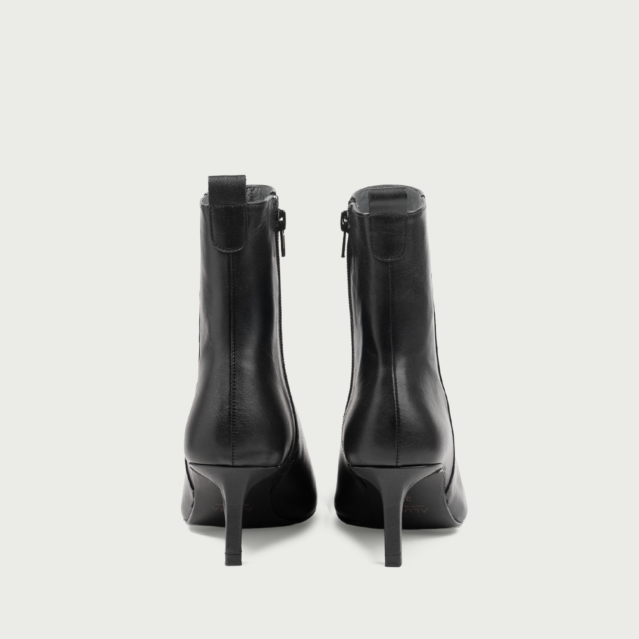Botine negre cu toc subțire Alicia din piele naturală - Img 5