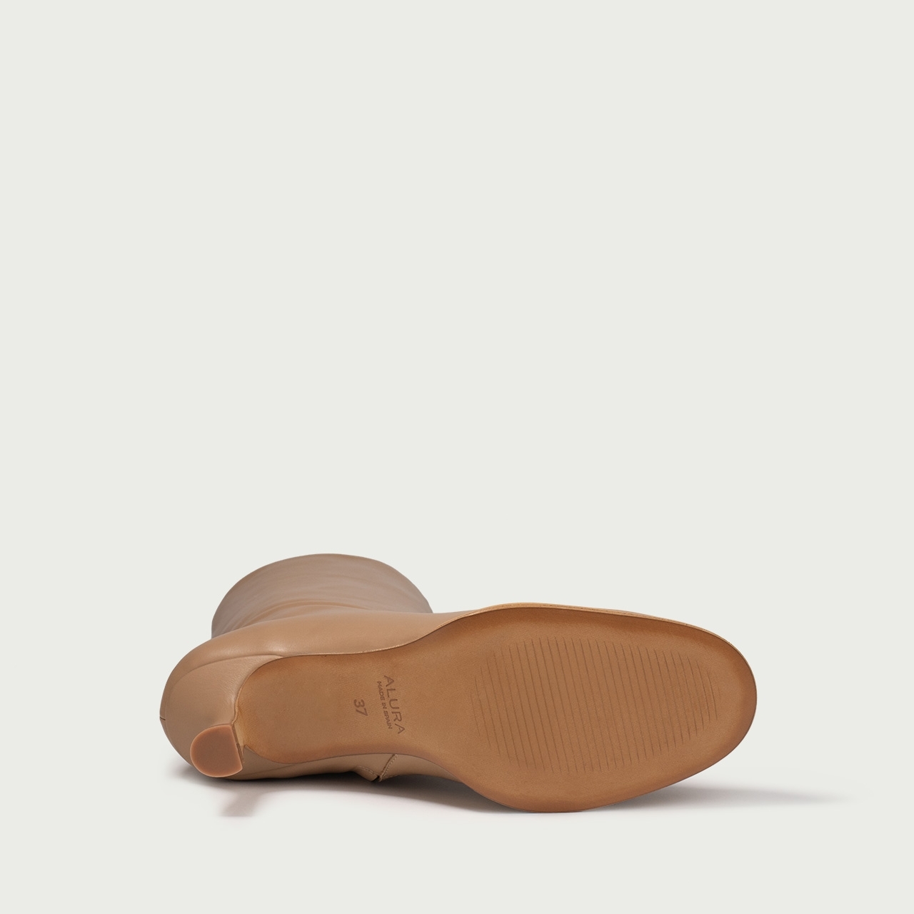 Botine nude capuccino cu vârf rotund și toc subțire Ilana din piele naturală - Img 7