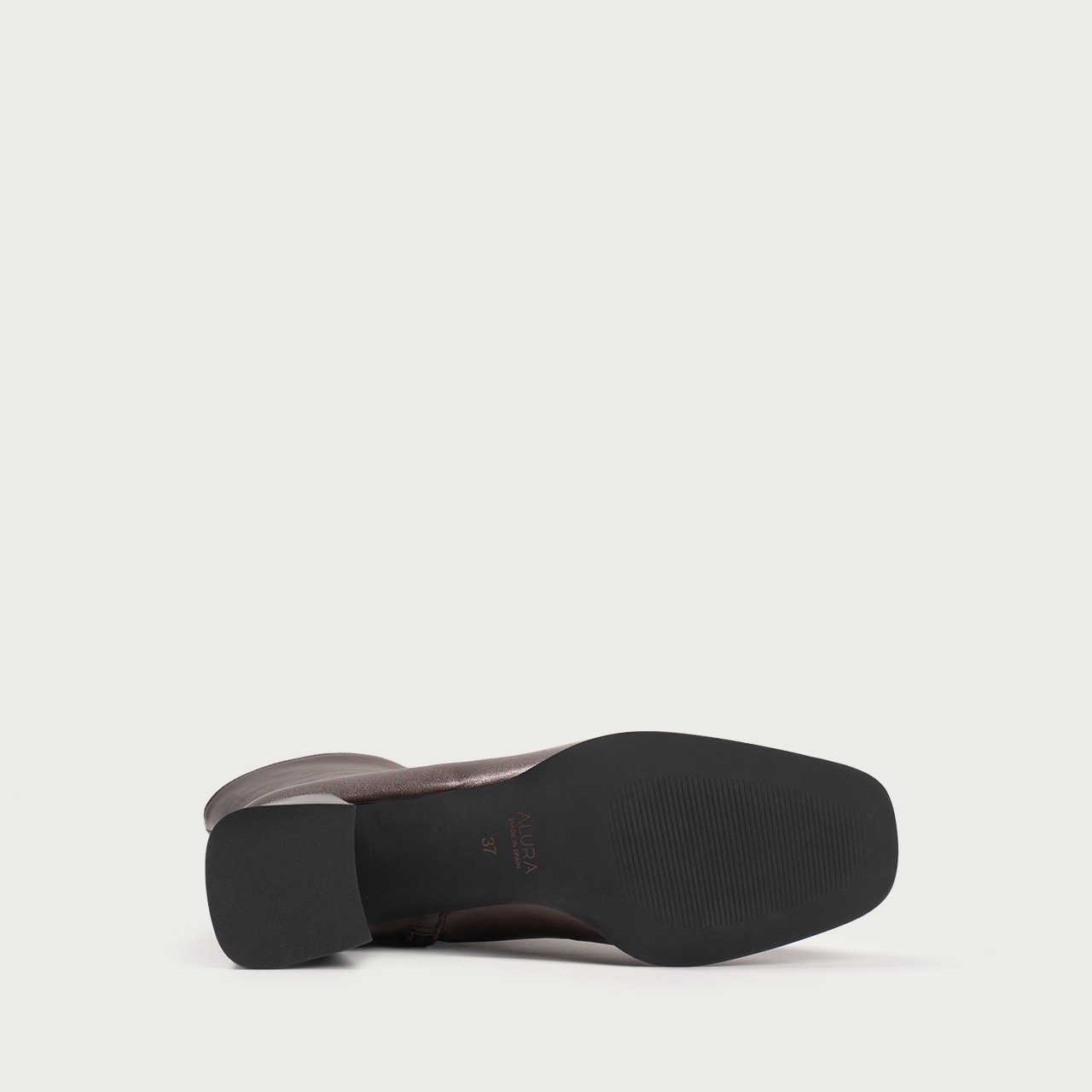 Cizme scurte maro ciocolatiu cu toc gros Zora din piele naturală - Img 5