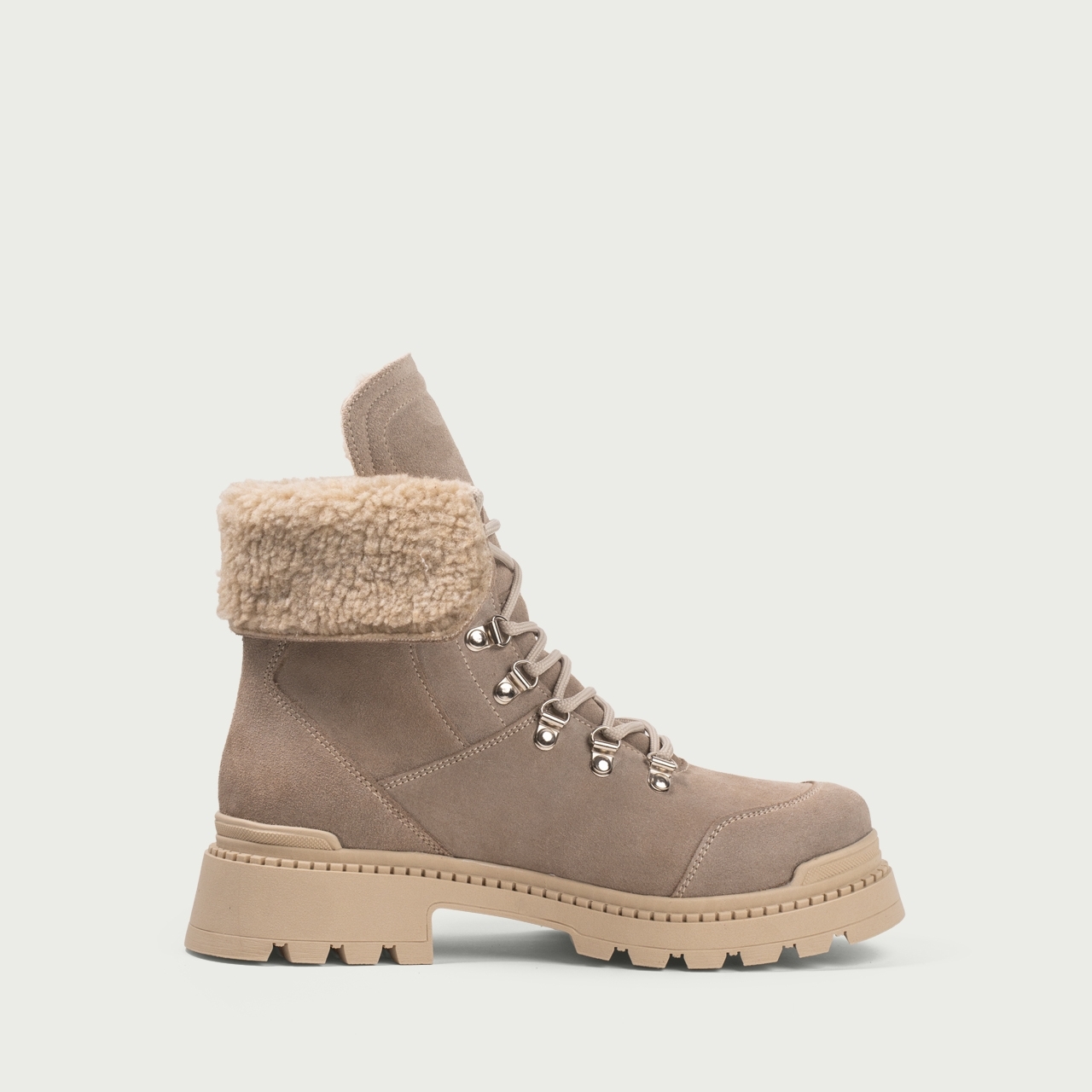 Ghete damă gri Ilia din piele întoarsă naturală - Img 5