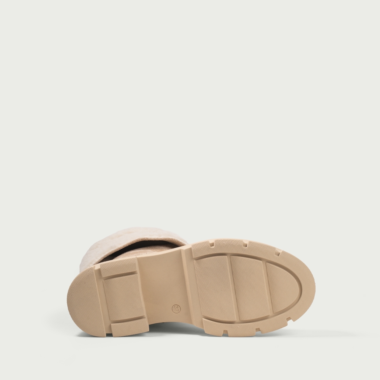 Ghete damă înalte bej Caro din piele întoarsă naturală - Img 7