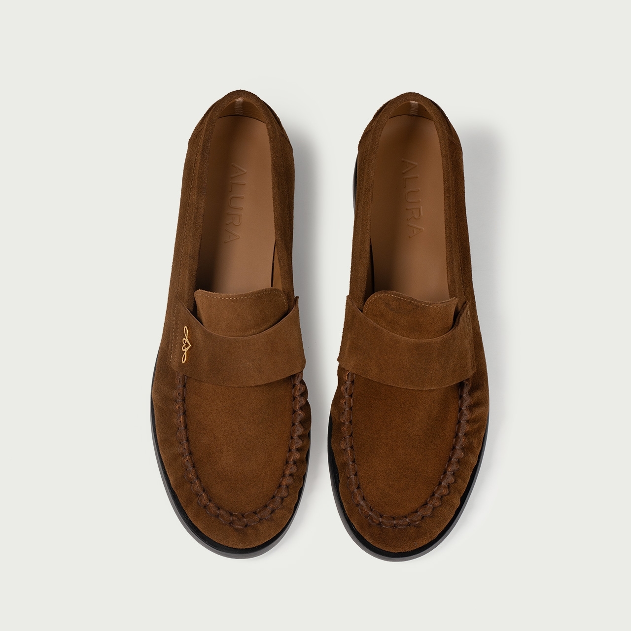 Mocasini camel Franca din piele întoarsă naturală - Img 4