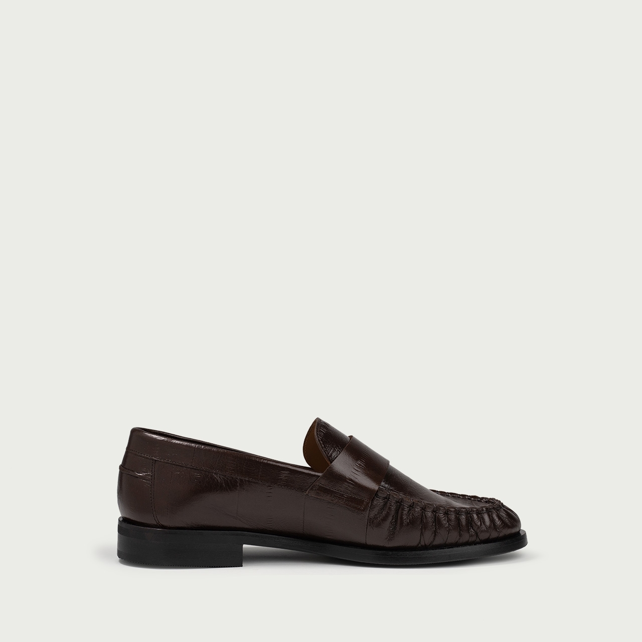 Mocasini maro Franca din piele naturală embosată - Img 5