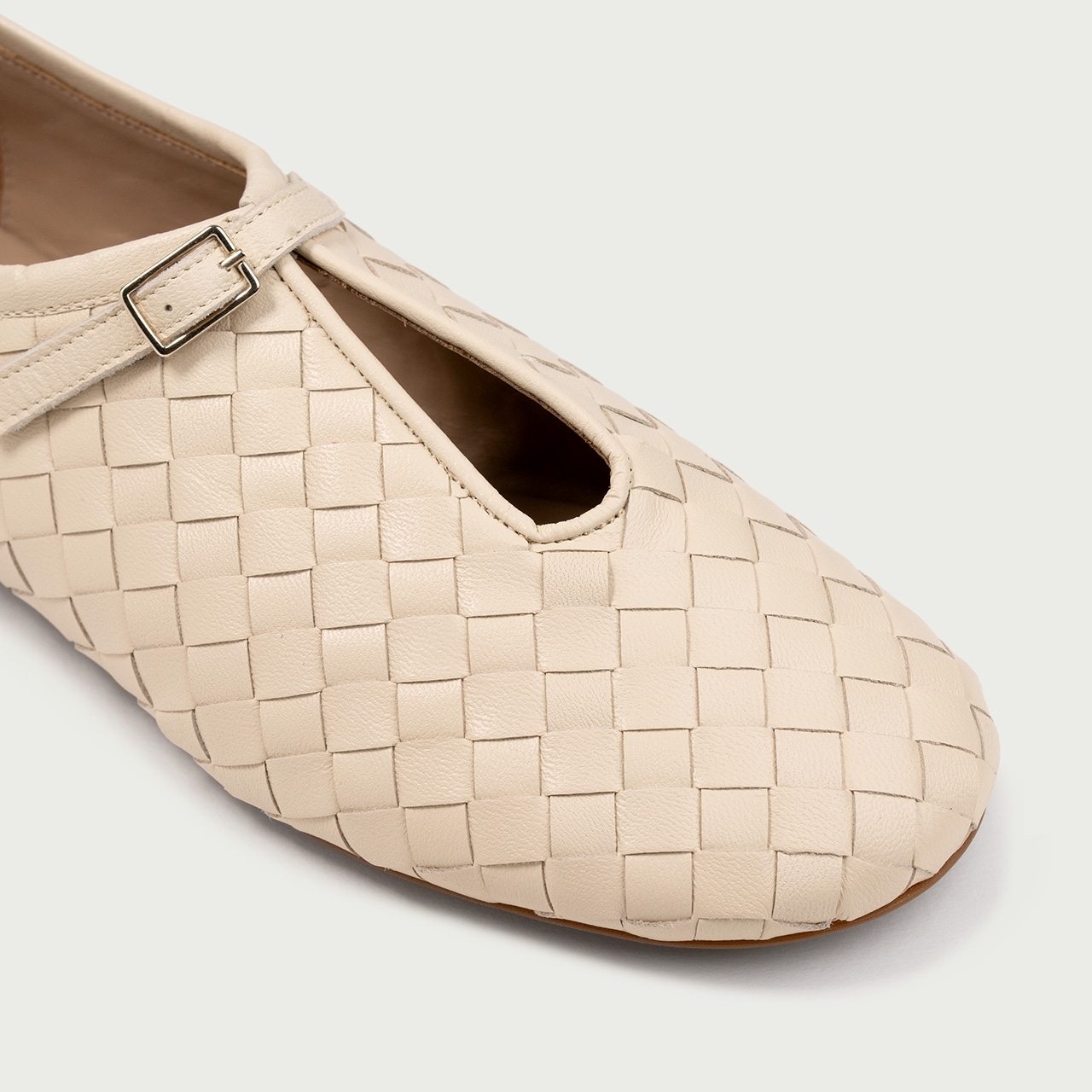 Pantofi casual damă ivoire Stella din piele naturală împletită - Img 3