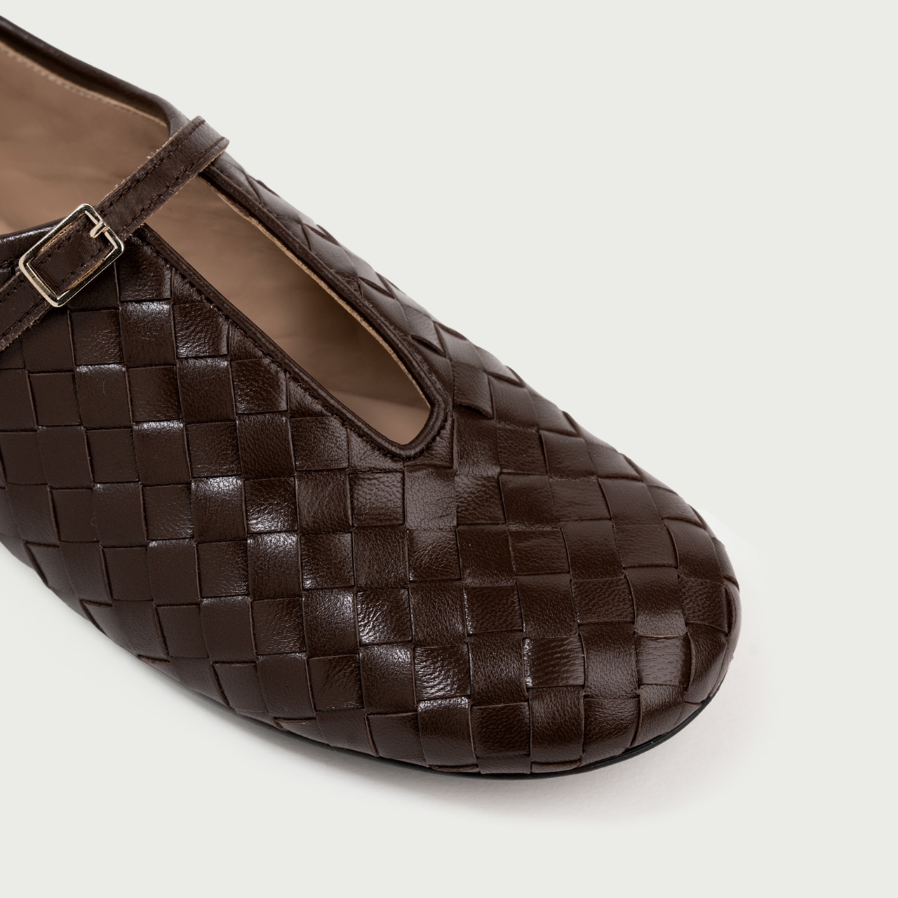 Pantofi casual damă maro ciocolatiu Stella din piele naturală împletită - Img 3