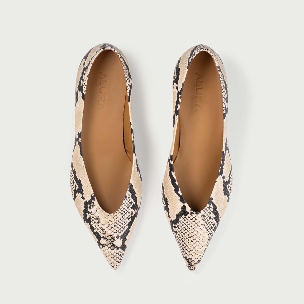 Pantofi cu toc mic Albertina din piele naturalǎ snake print - Img 4