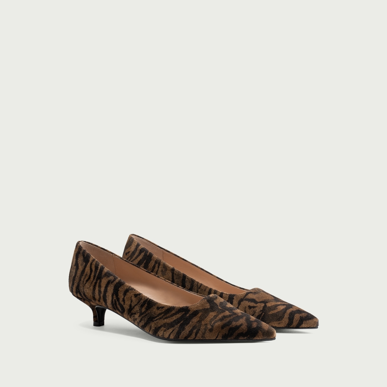 Pantofi cu toc mic animal print Anemona din piele întoarsă naturalǎ - Img 2