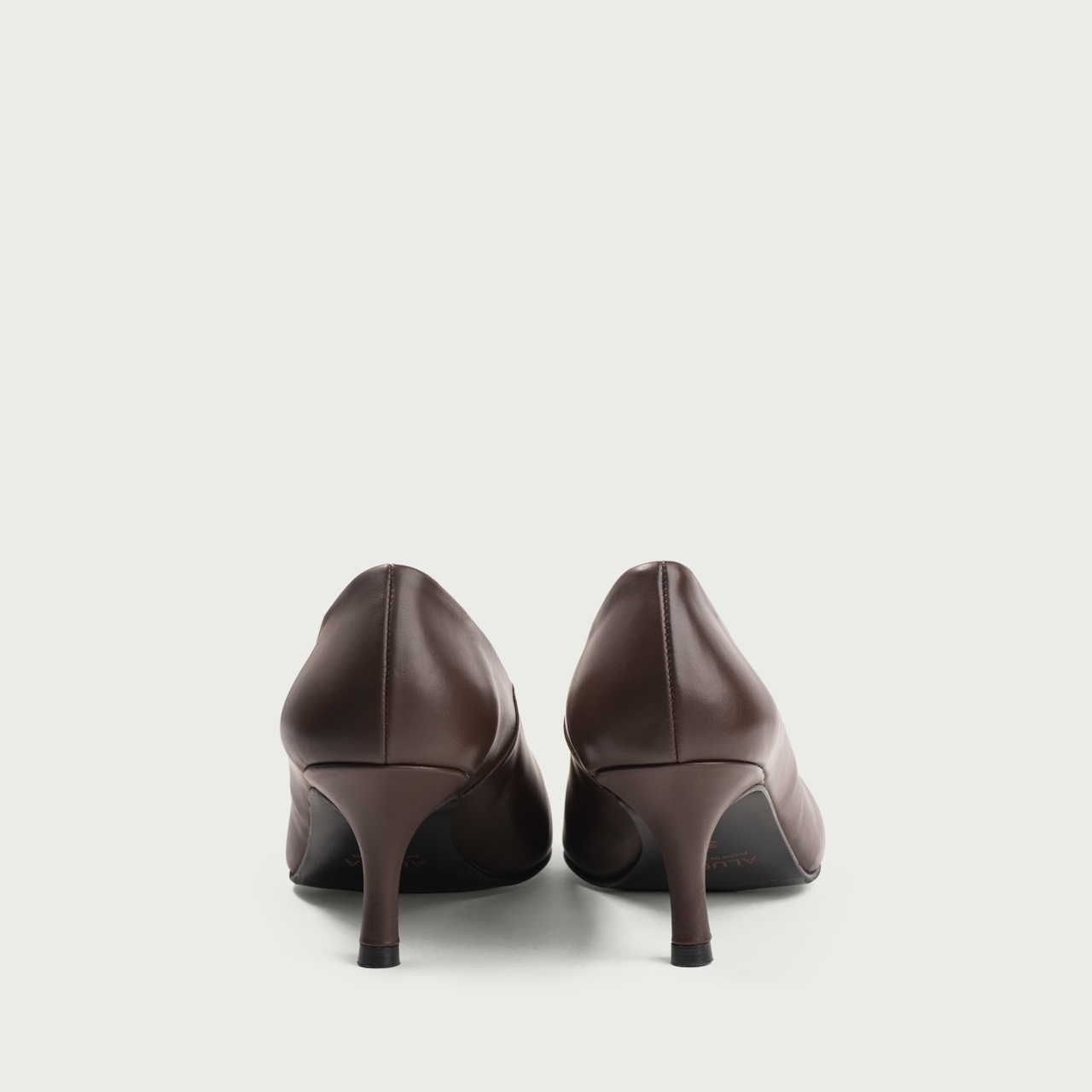 Pantofi cu toc subțire maro ciocolatiu Alecsandra din piele naturală - Img 4