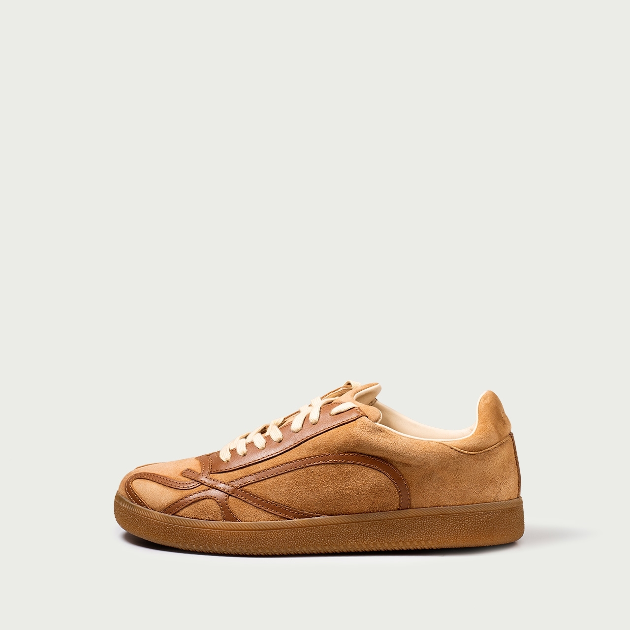 Pantofi sport camel Alma 001 din piele întoarsă naturală - Img 1