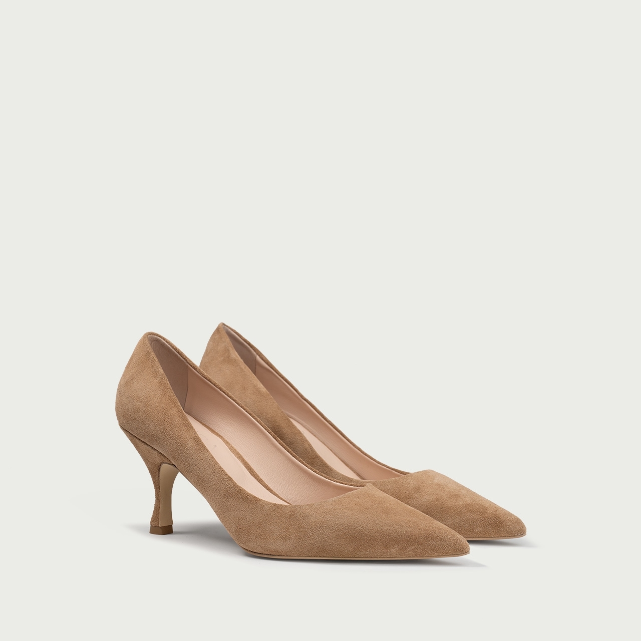Pantofi stiletto bej Lisette din piele întoarsă naturalǎ - Img 3