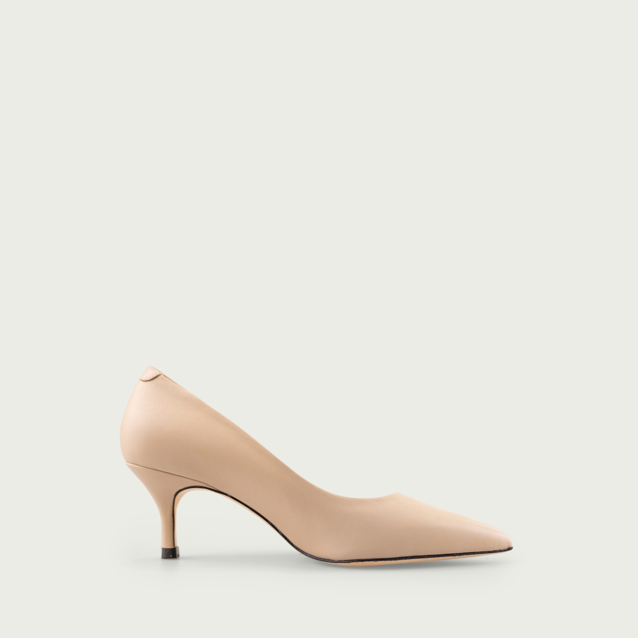 Pantofi stiletto cu toc mic nude Julie din piele naturală - Img 3