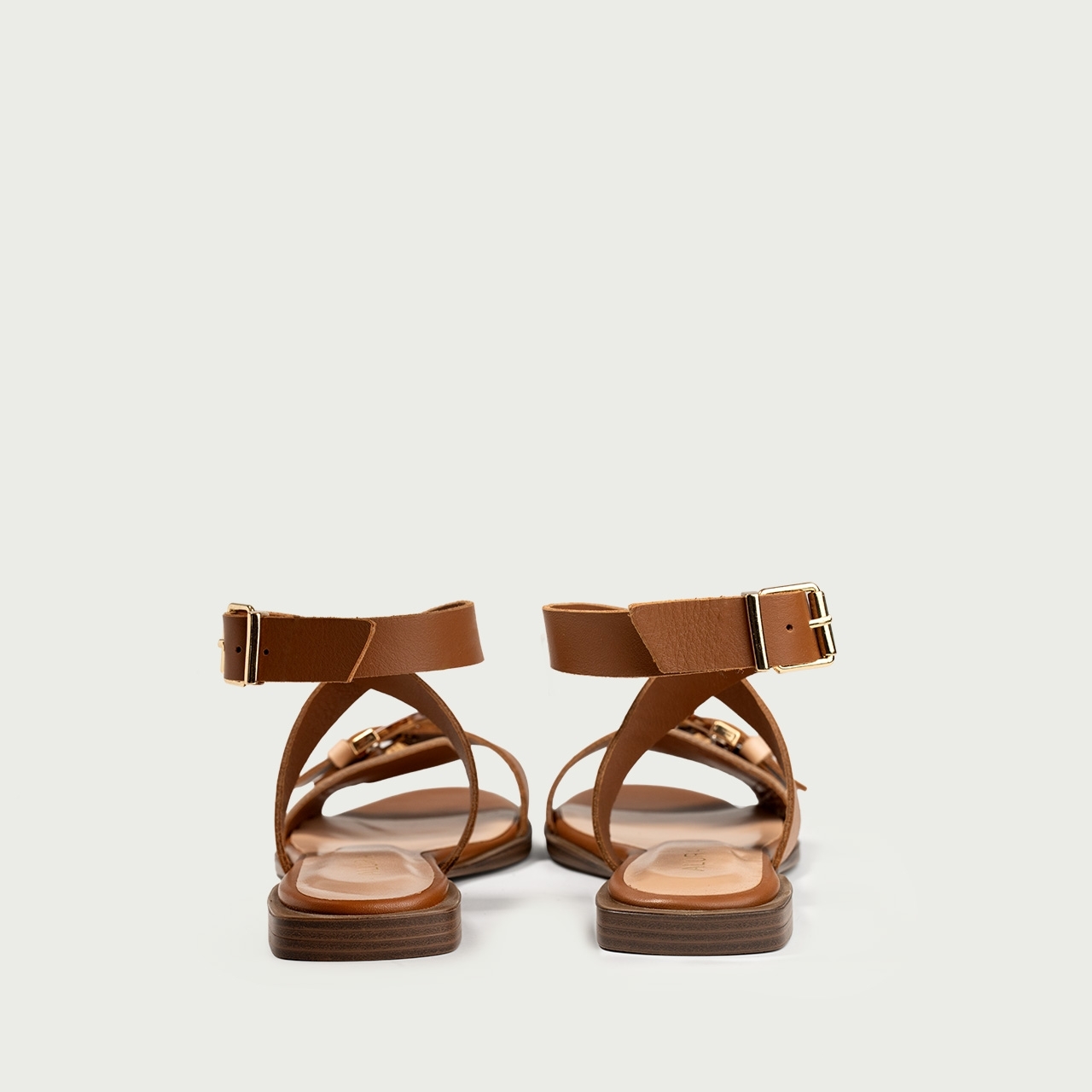 Sandale joase elegante Vivian din piele naturală camel - Img 5