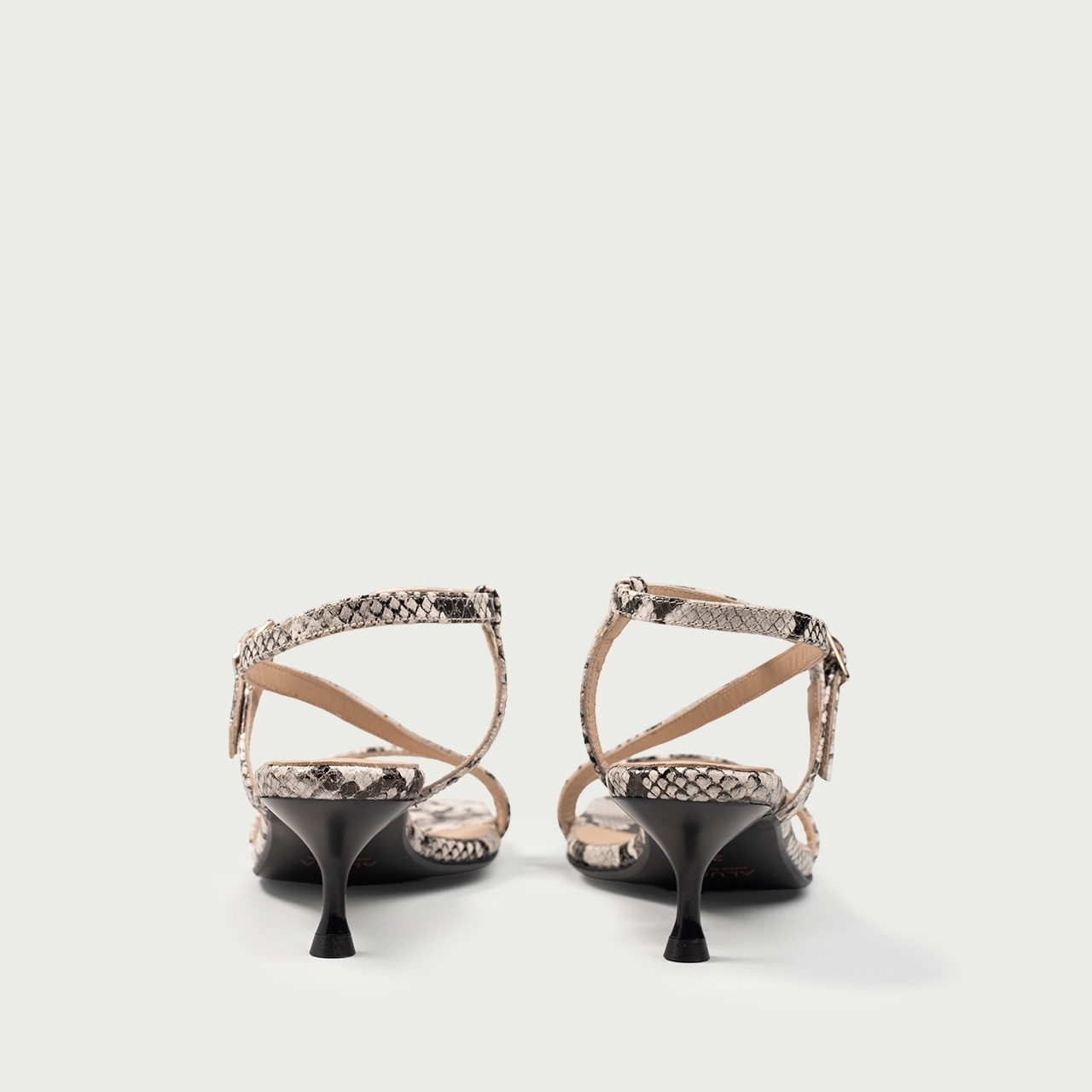 Sandale snake print cu toc mic subțire Amara din piele naturalǎ - Img 4