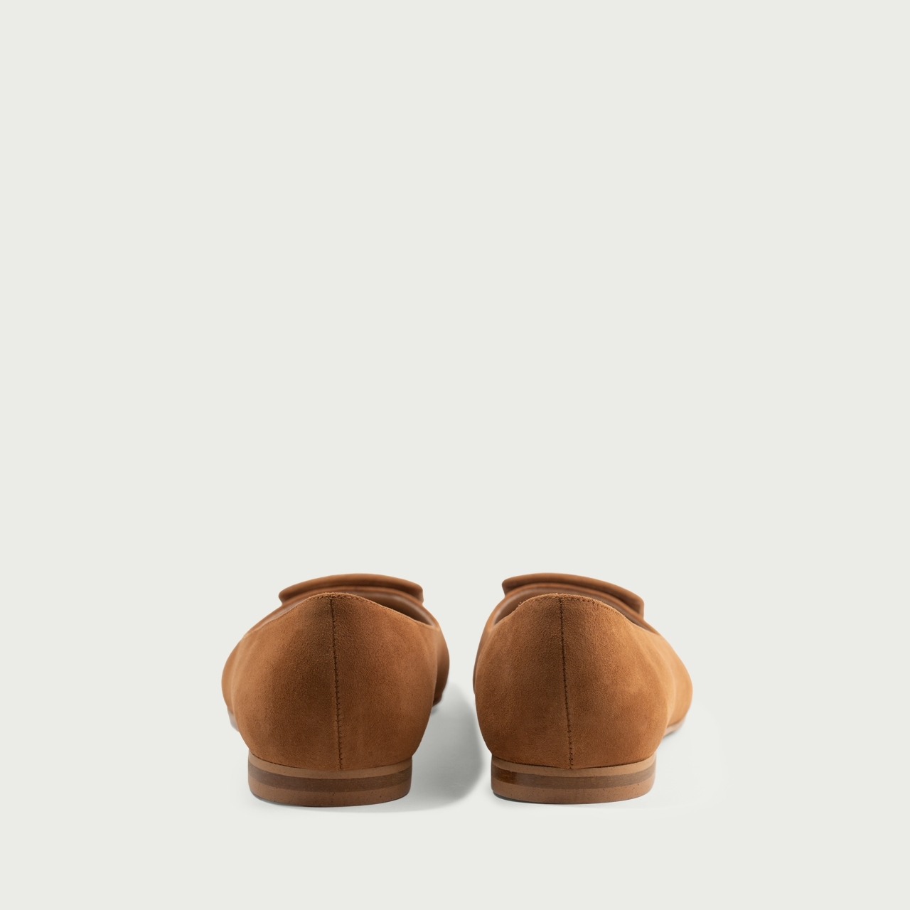 Balerini camel cu vârf ascuțit și accesoriu geometric Andia din piele întoarsă naturală - Img 5