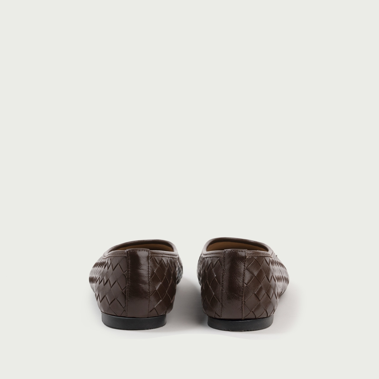 Balerini cu vârf rotund maro ciocolatiu Esme din piele naturală împletită - Img 4