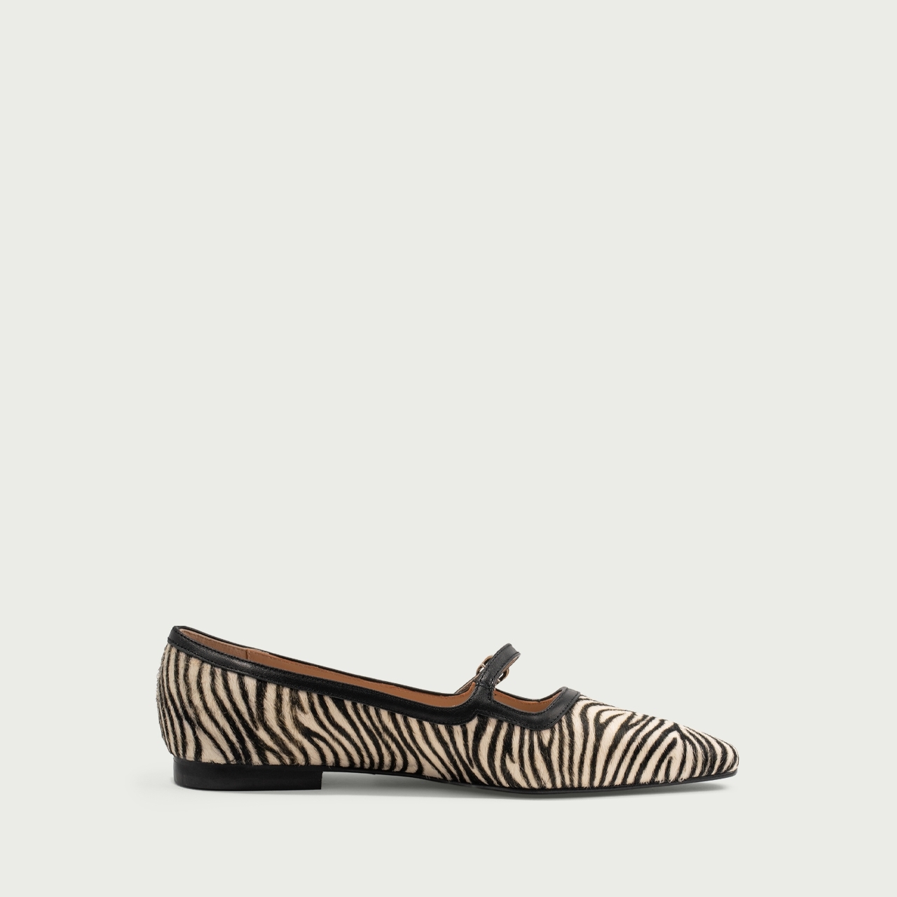 Balerini zebra print cu vârf ascuțit Lydia din piele naturală cu păr - Img 6