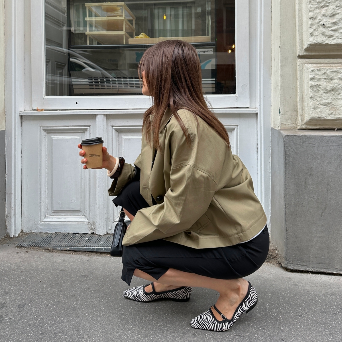 Balerini zebra print cu vârf ascuțit Lydia din piele naturală cu păr - Img 3