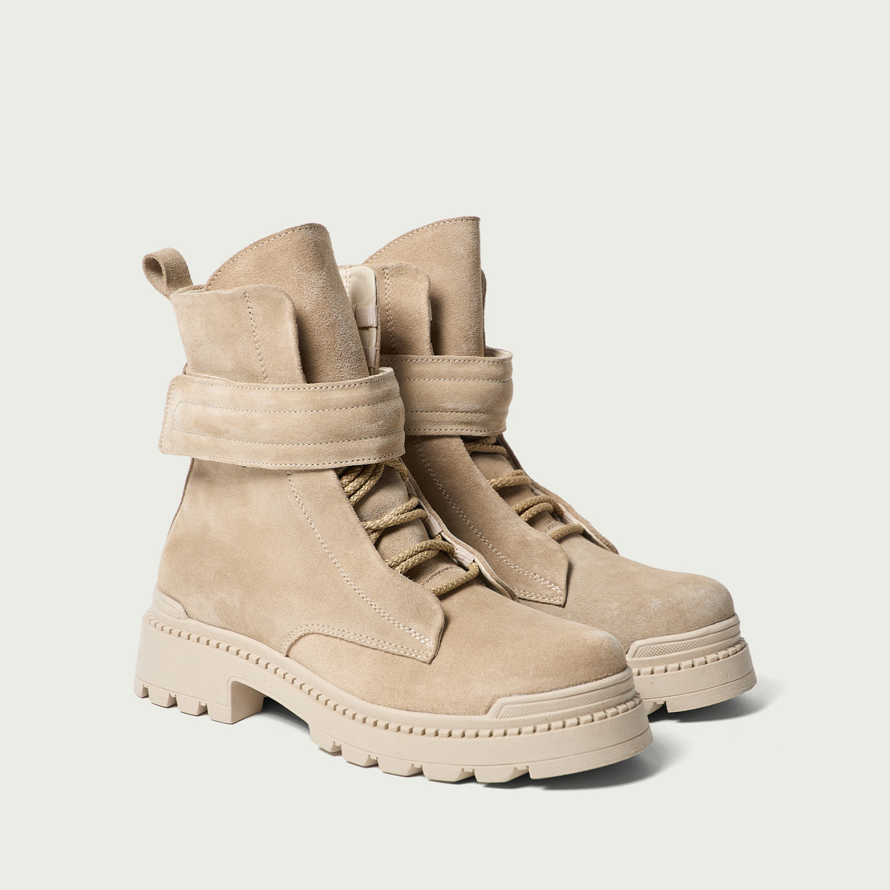 Bocanci camel Erin din piele întoarsă naturală - Img 3