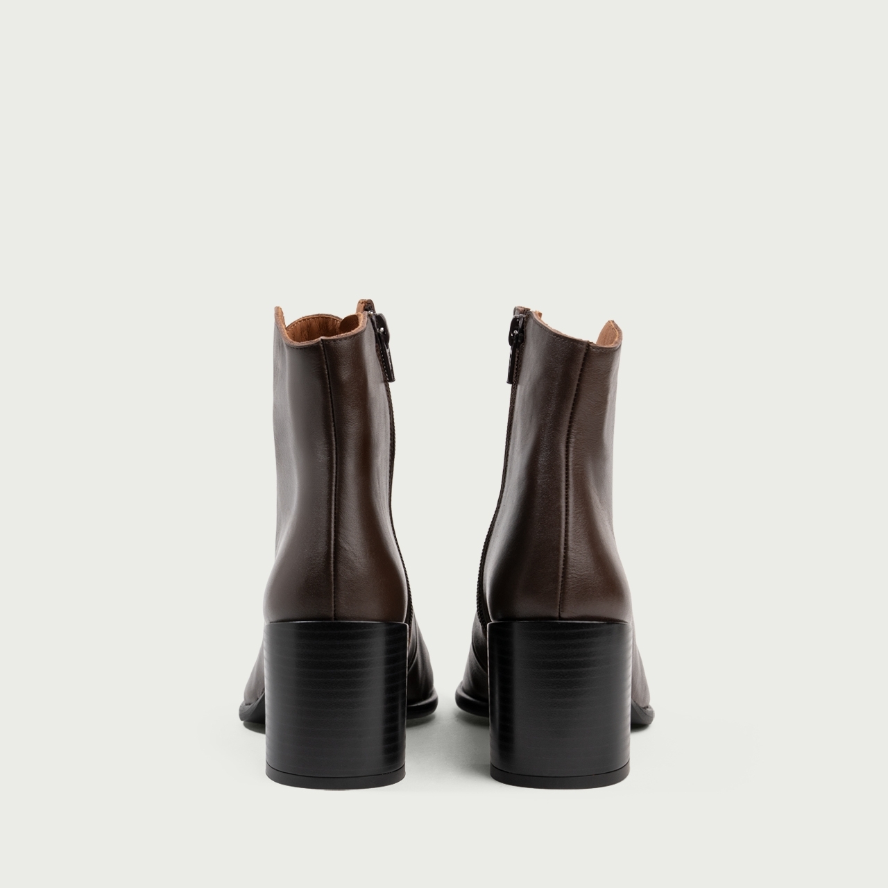 Botine cu șiret și toc gros Danielle din piele naturală maro ciocolatiu - Img 5