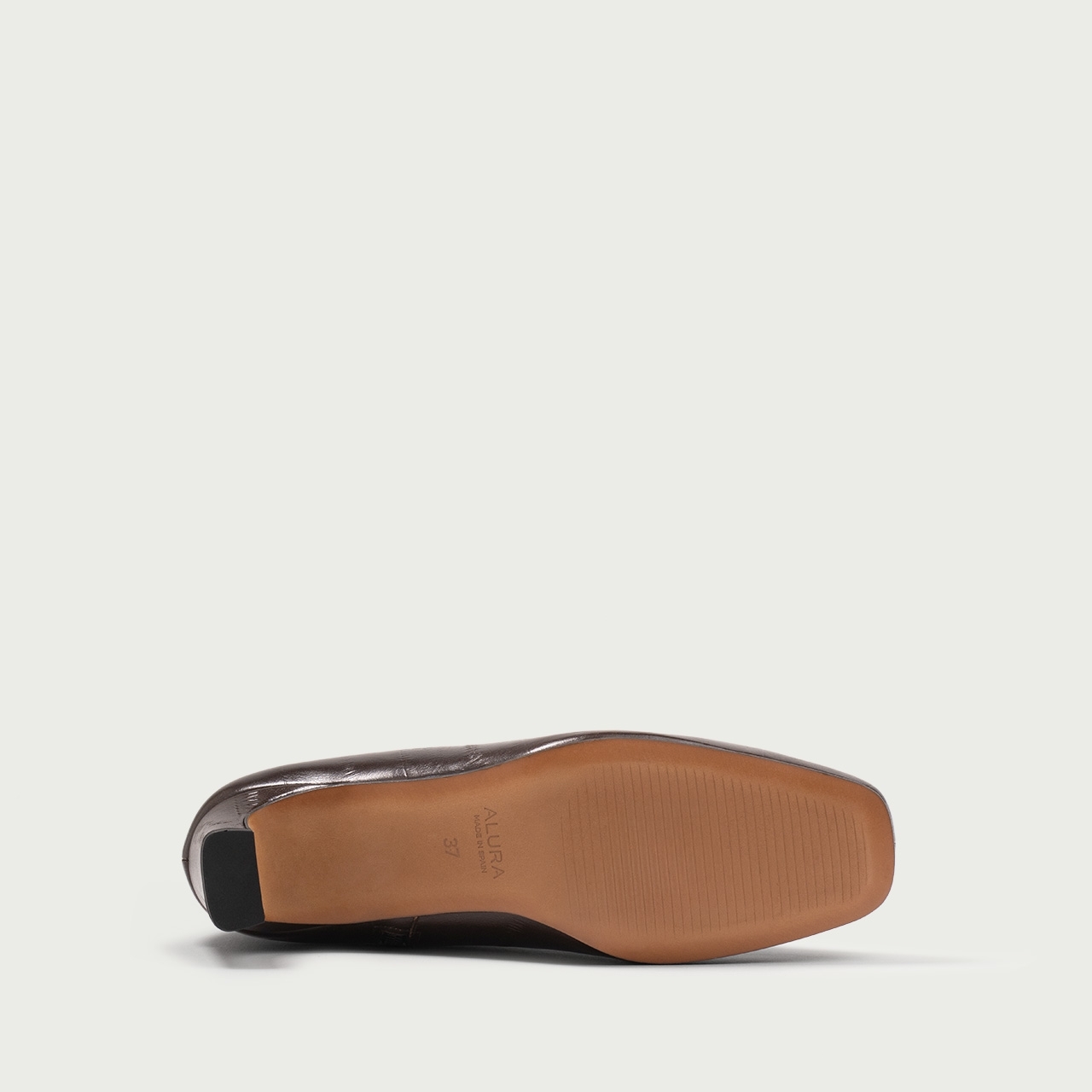 Botine maro cu vârf pătrat și toc gros Charlize din piele naturală embosată - Img 7